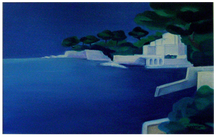 Une petite crique de Beaulieu Sur Mer. Peinture &agrave; l'huile par Faccio
