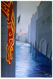 Venise, la S&eacute;r&eacute;nissime > Le drapeau de la S&eacute;r&eacute;nissime. Peinture acrylique sur toile par Faccio
