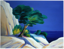 La C&ocirc;te d'Azur. Peinture &agrave; l'huile par Faccio
