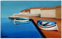 La C&ocirc;te d'Azur. Le  Port. Peinture &agrave; l'huile par Faccio