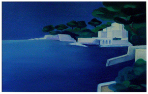 Une petite crique de Beaulieu Sur Mer. Peinture à l'huile par Faccio