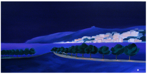 La Côte d'Azur. Rade de Villefranche sur Mer. Peinture à l'huile par Faccio
