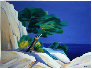 La Cote d'Azur - Peinture &agrave; l'huile par Faccio